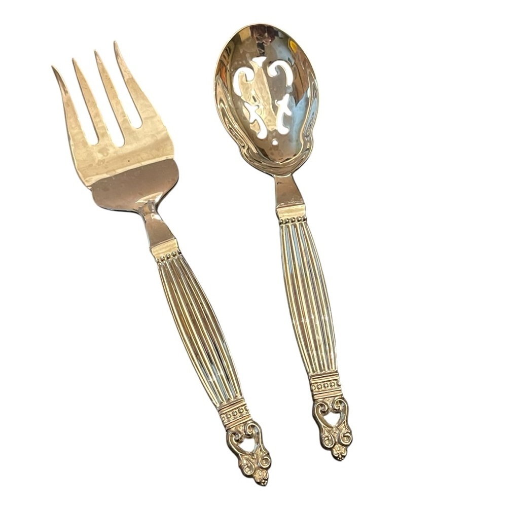 Wallace Silver Plate Serving Fork and Slotted Spoon Set
